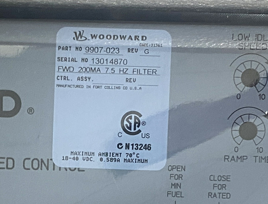 وودوارد 9907-023 التحكم في سرعة التصرف إلى الأمام 4 ′′20 mA أو 1 ′′5 Vdc 2301A -40 إلى + 158 ° F