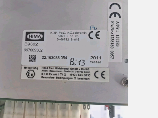 B9302 997009302 02.163038.054 HIMA 21 رف فتحة