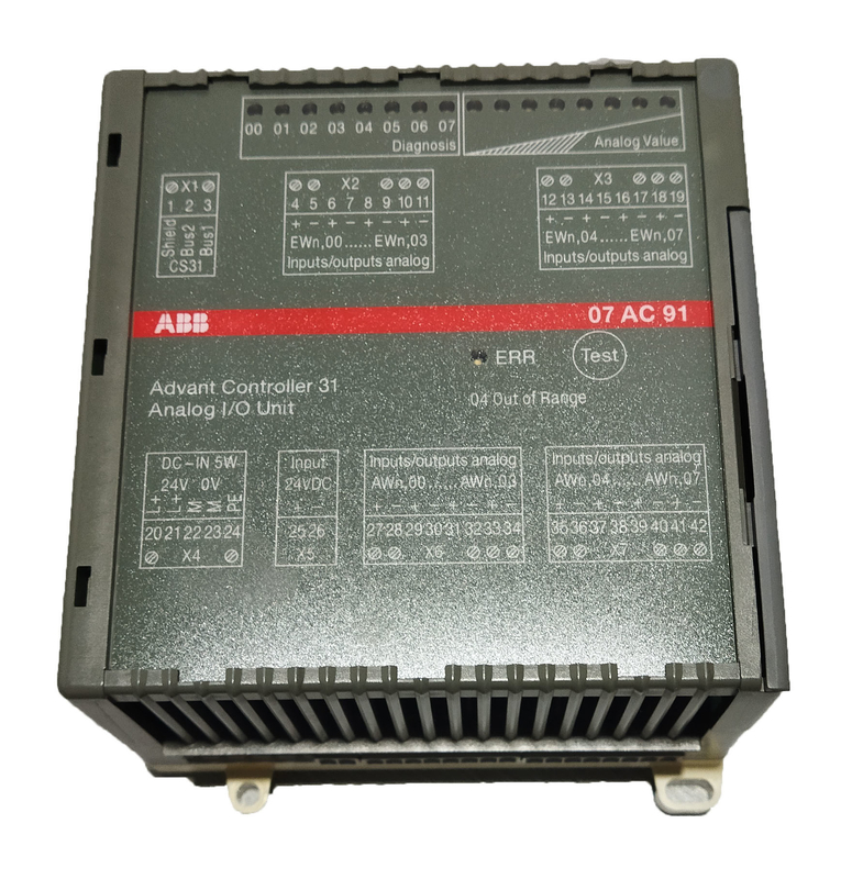 07AC91 GJR5252300R0101 ABB AC31 وحدة إدخال/إخراج نظرية 8AC 24VDC AC U/I 12bit+Sign